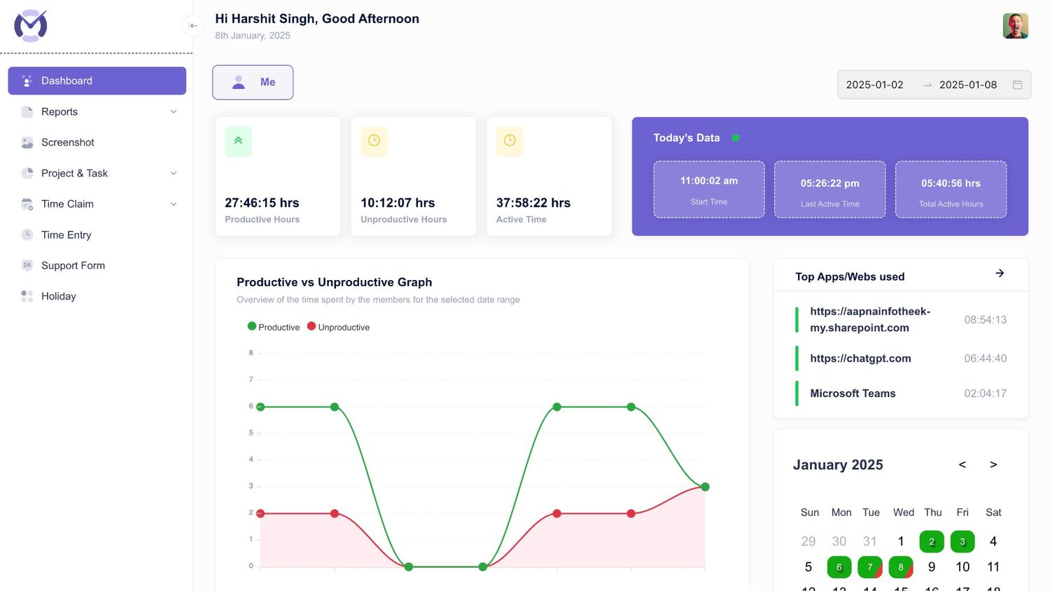 screenshot of Mera Monitor